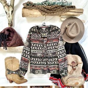 Anthropologie Skies Are Blue Boho paisley blouse w western/Gypsy/prairie vibe
